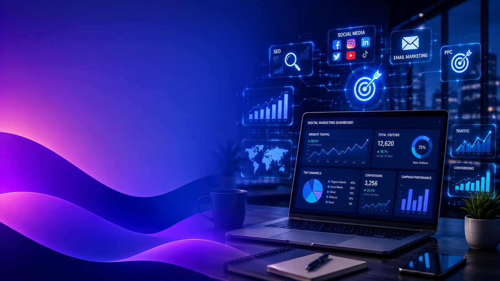 Digital marketing strategy and analytics growth dashboard
