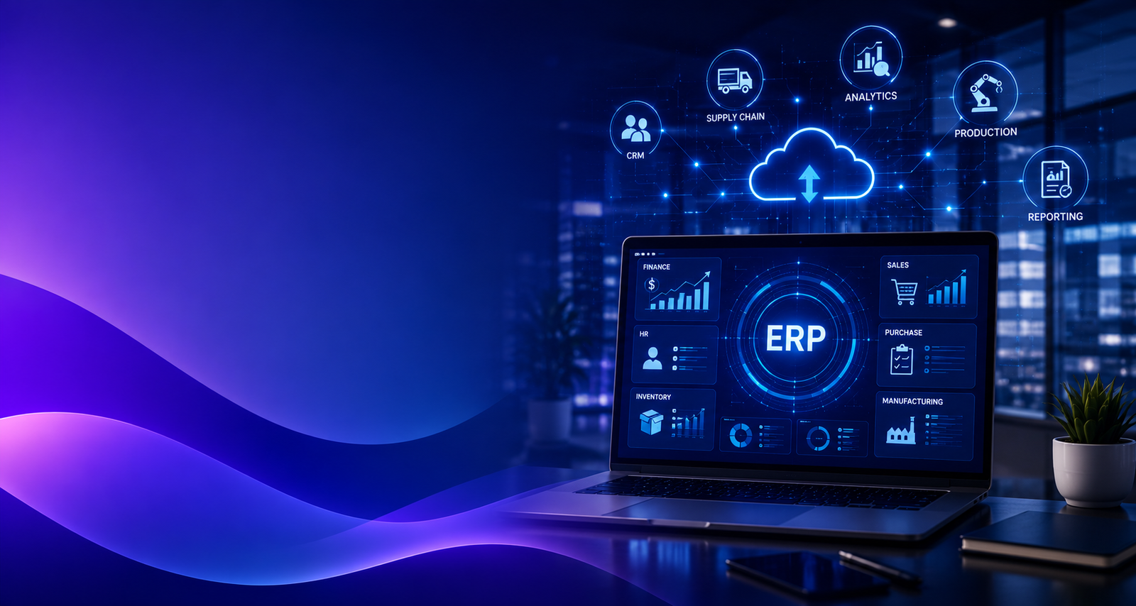 Enterprise data dashboard and analytics showing ERP tracking capabilities