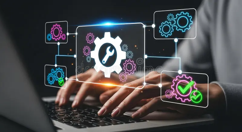 Indian IT professionals collaborating in a modern corporate tech workspace environment